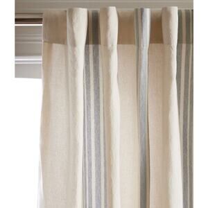 Quince Luxury Coastal Stripe Linen Cotton Room Darkening Curtain Panel 48X108 #5